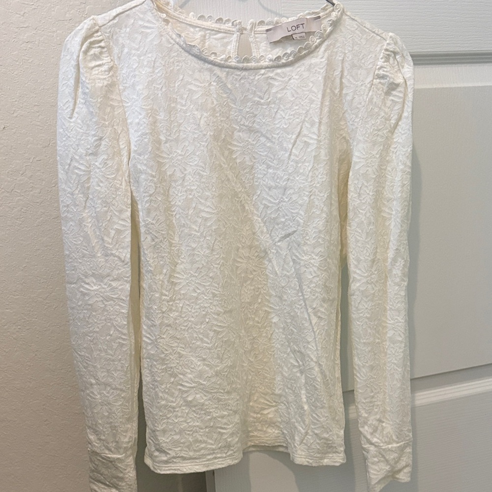 LOFT Cream Textured Blouse